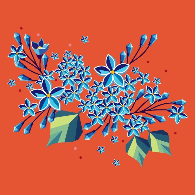 Branche de lilas – des tons bleus élégants dans un design moderne