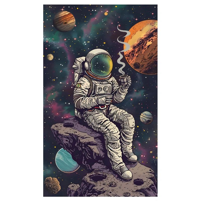 Astronaute sur un astéroïde dans l’espace