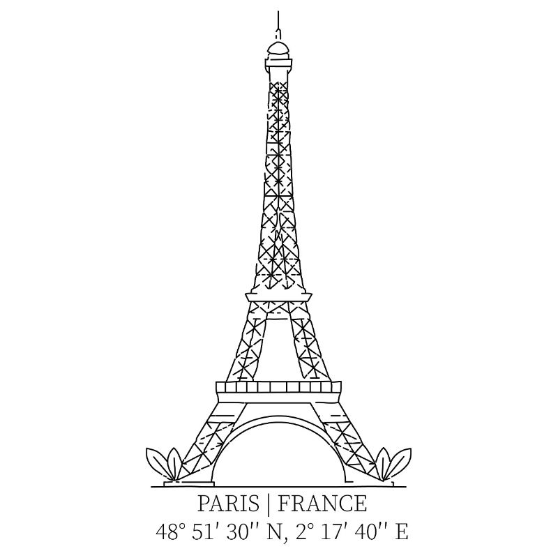 Tour Eiffel de Paris avec ses coordonnées GPS