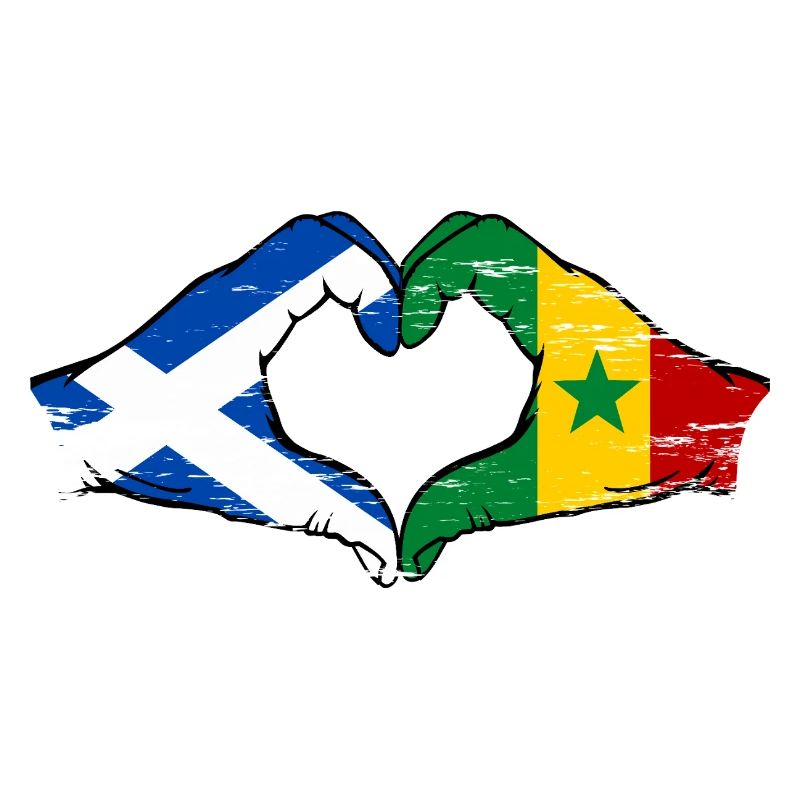 Ecosse Drapeau Sénégal mains forme de coeur utilisé