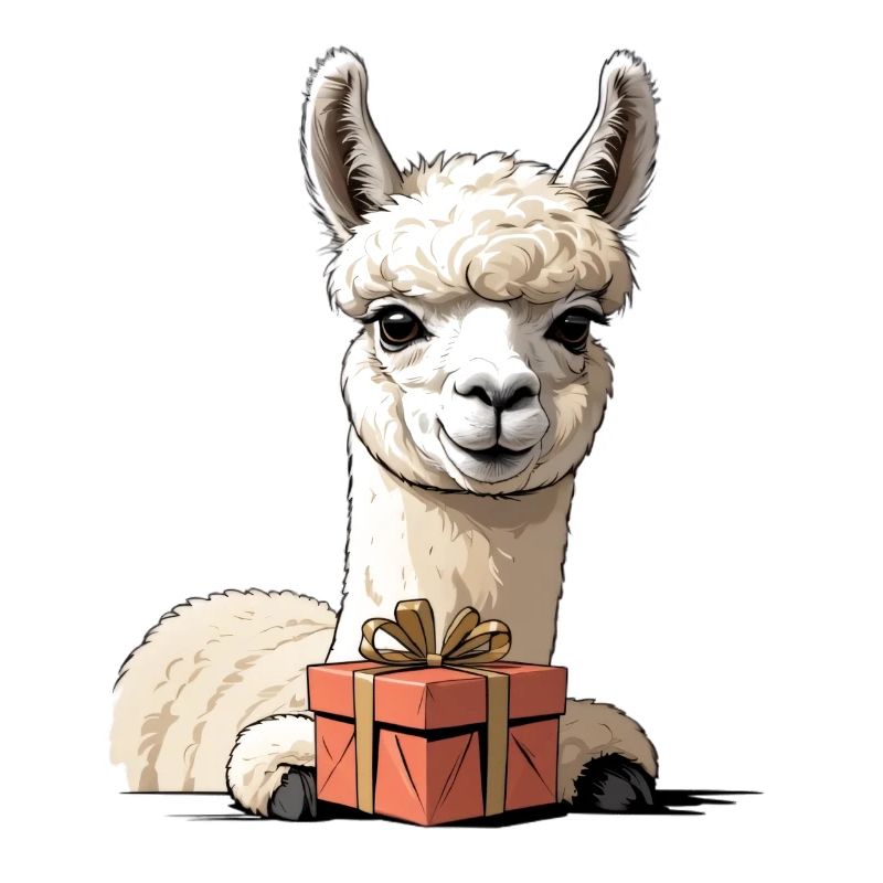 Alpaca with gift box