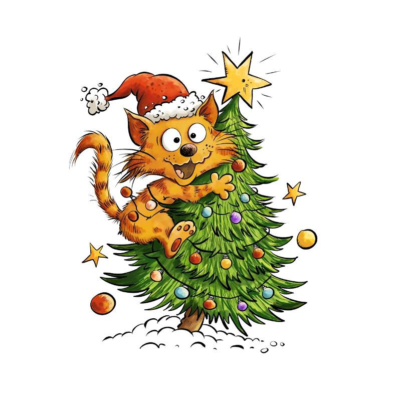 Chat de Noël dans le sapin de Noël Chat de Noël