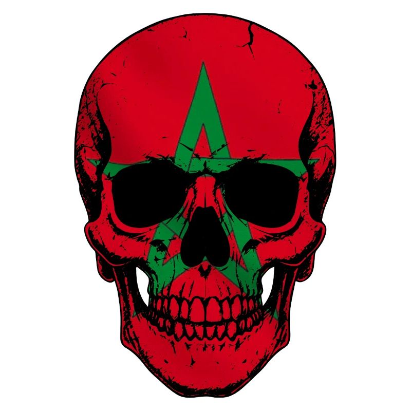 Moroccan Skull - Crâne avec le drapeau du Maroc
