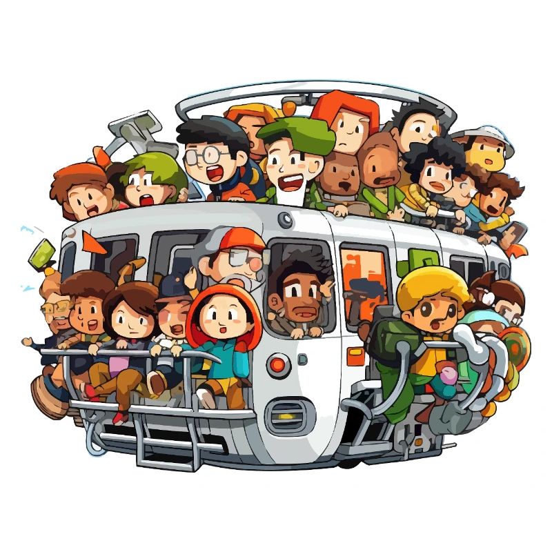 Scène colorée du bus