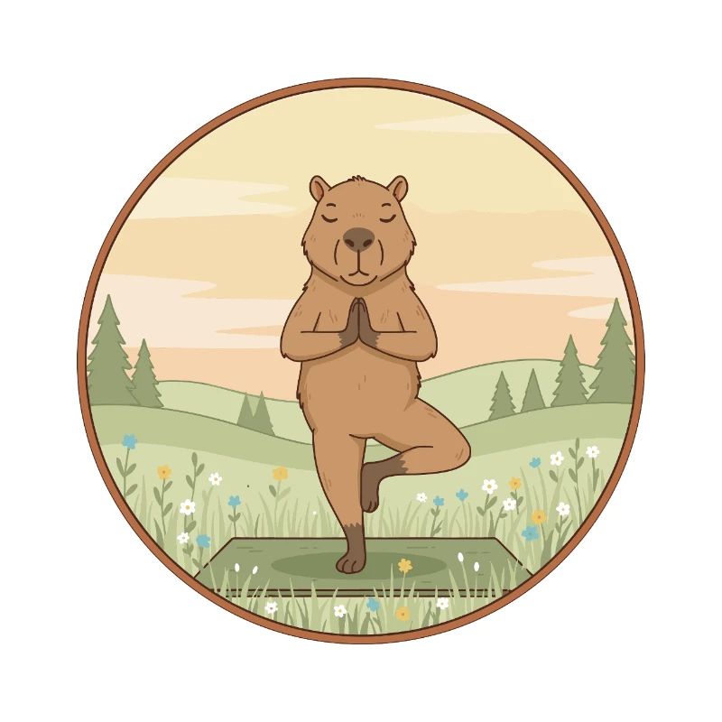 Yoga Capybara Rodent Doing Tree Pose