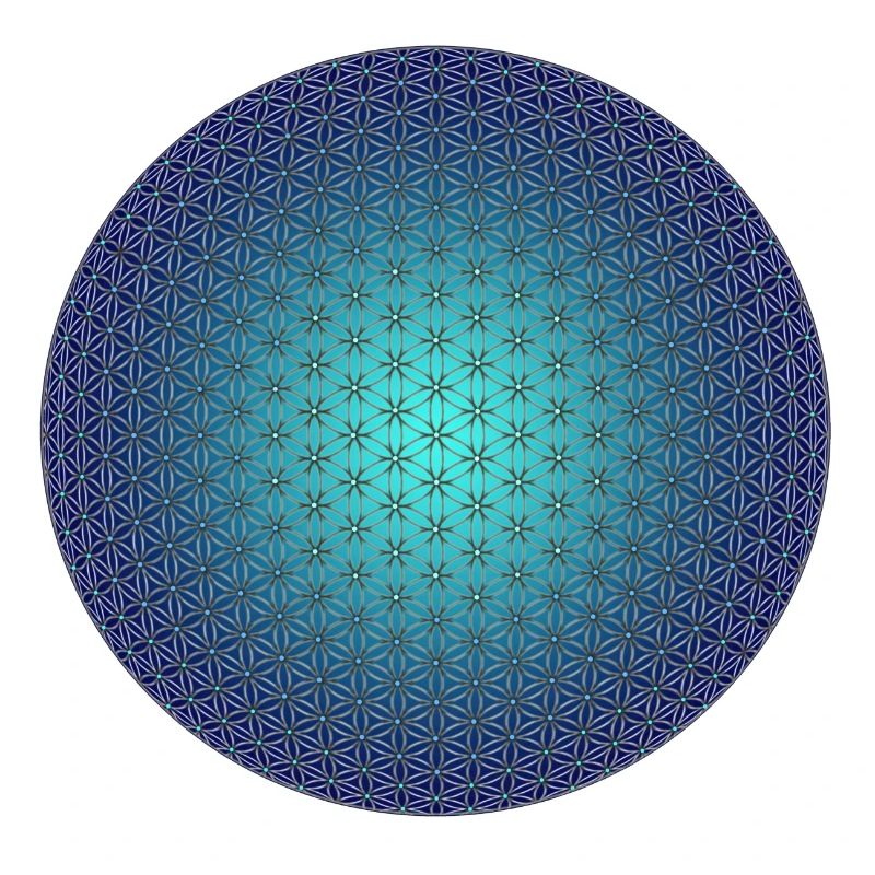 Blume des Lebens - 3D blau