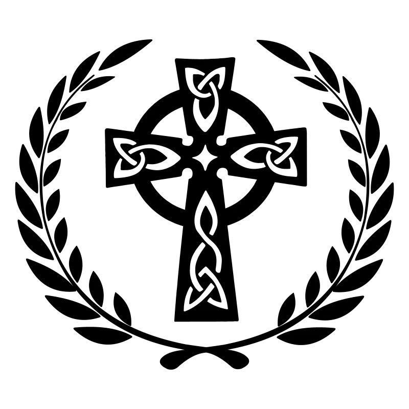 Celtic cross in middle laurel wreath