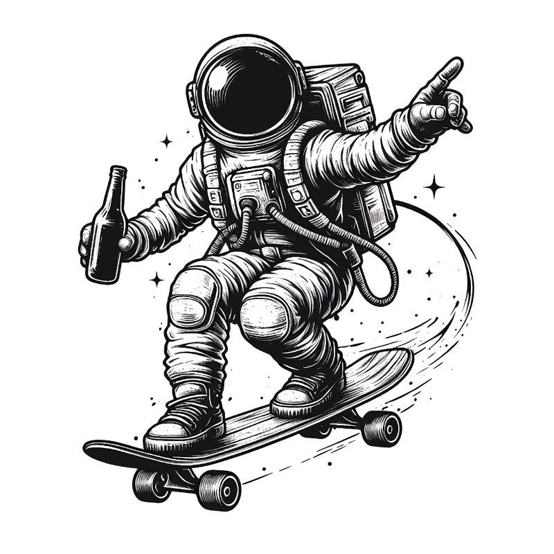 Astronaut on skateboard