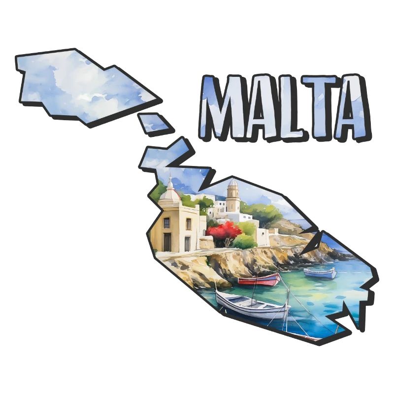 Watercolor Map Malta