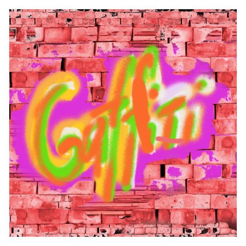 Colorful graffiti on bricks