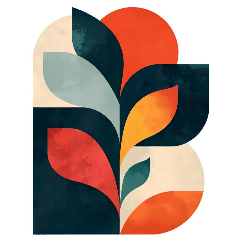 Abstract Botanical Collage - Modern Geometric Art