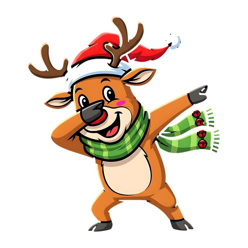 Dessin animé de dab de noël avec le renne en pose Dab