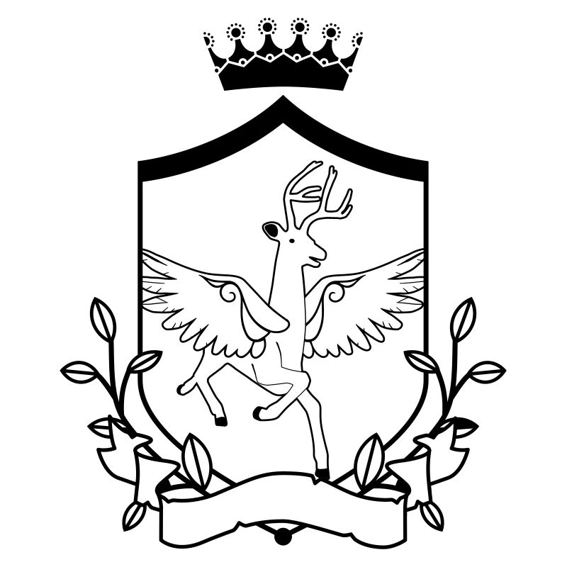 Winged deer – noble heraldic animal forest