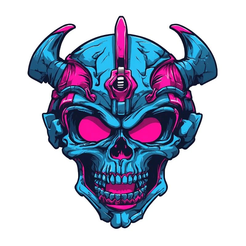 Neon Dämonenschädel