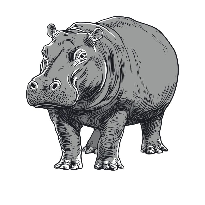 Graue Hippo Linienkunst