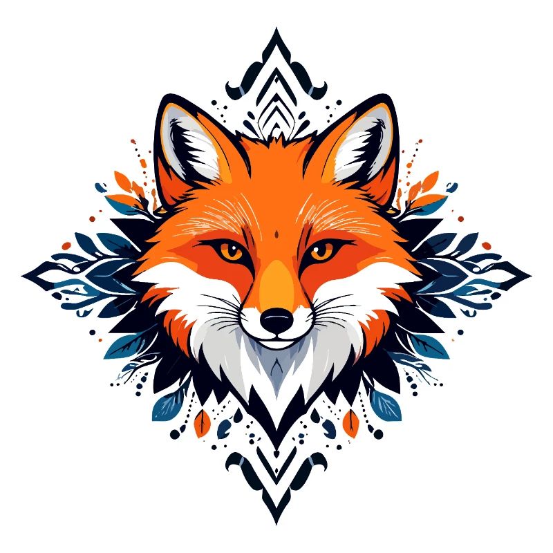 Orange Red Fox with Leaf Frame Ornaments