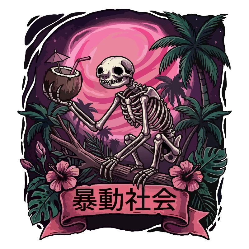 Skeleton Monkey Neon Moon