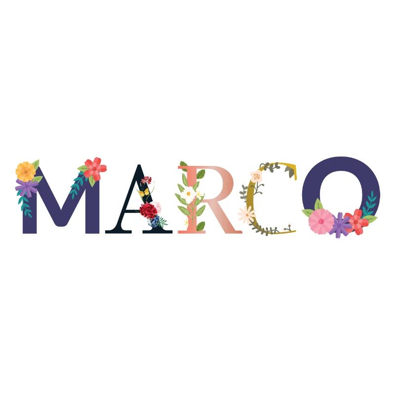 Le nom MARCO décoré de fleurs