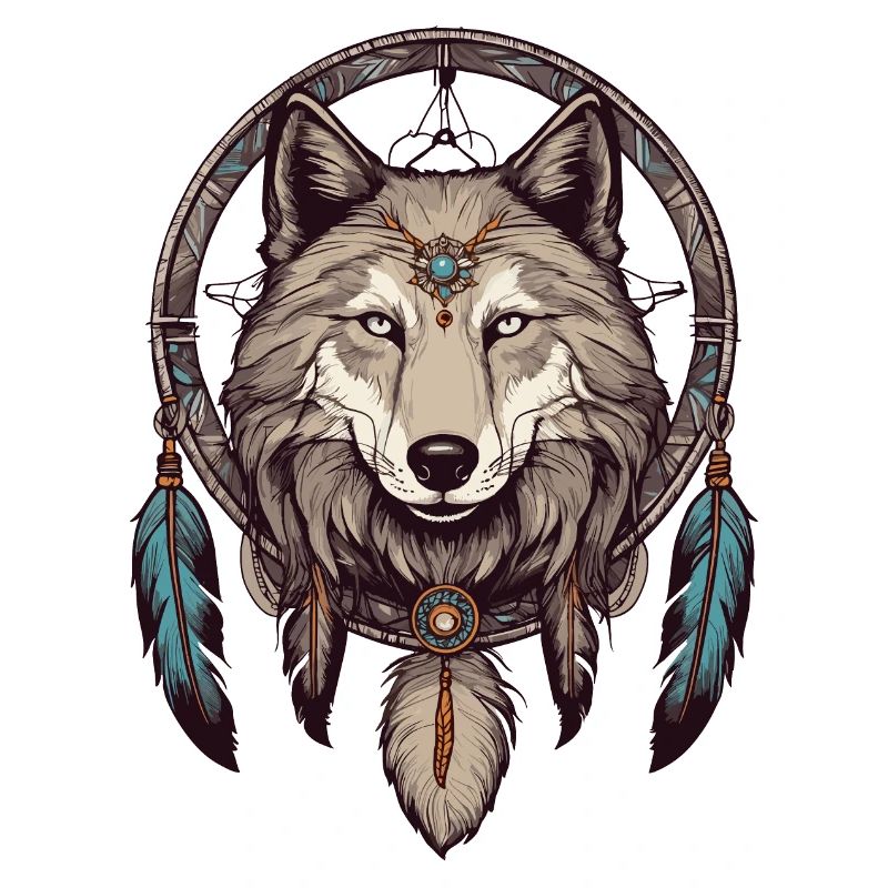 Dream catcher with wolf
