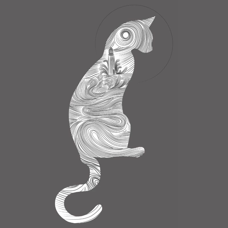 Abstract cat with spiral pattern