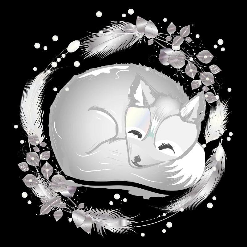 Petit renard polaire dormant dans des couleurs argentées