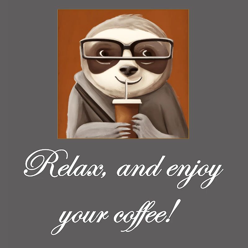 Sloth drinking coffee.