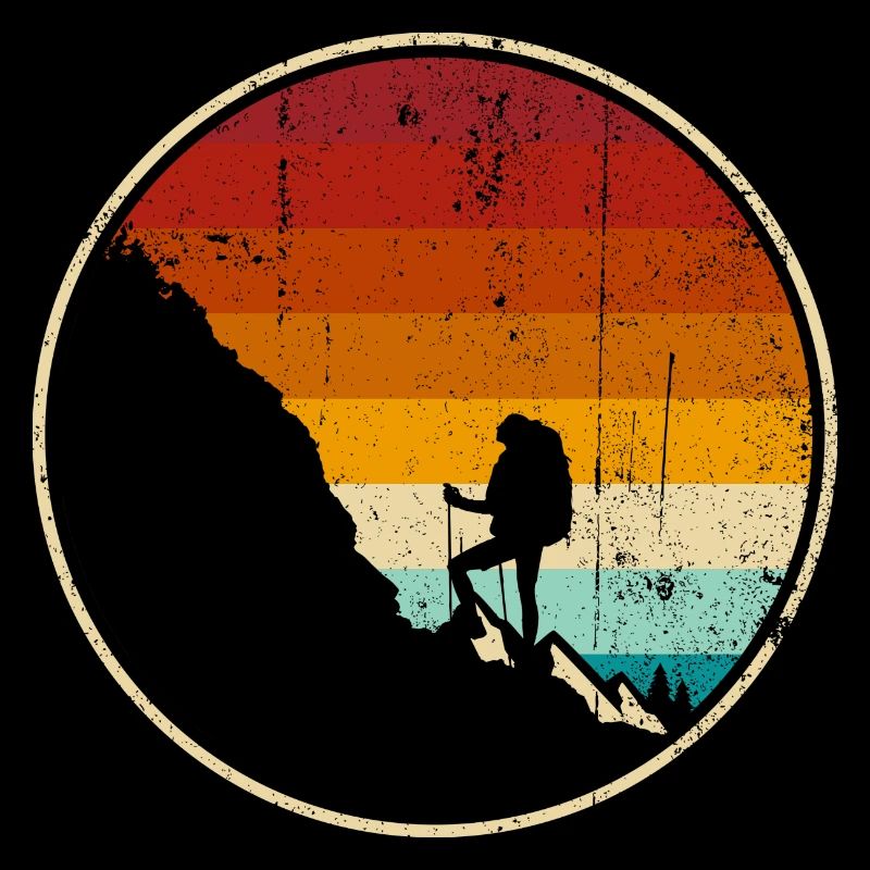 Climber at Sunset Retro Circle