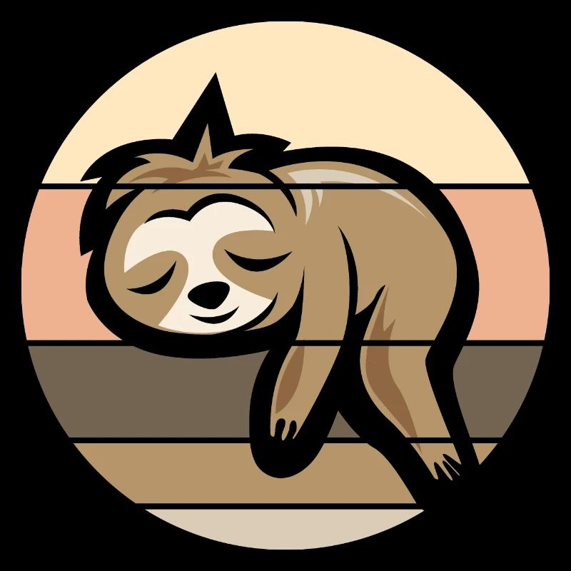 retro sloth comic icon sunset logo