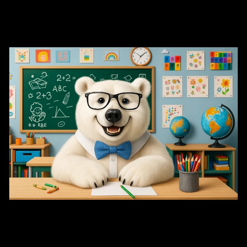 ours mignon scientifique à lunettes