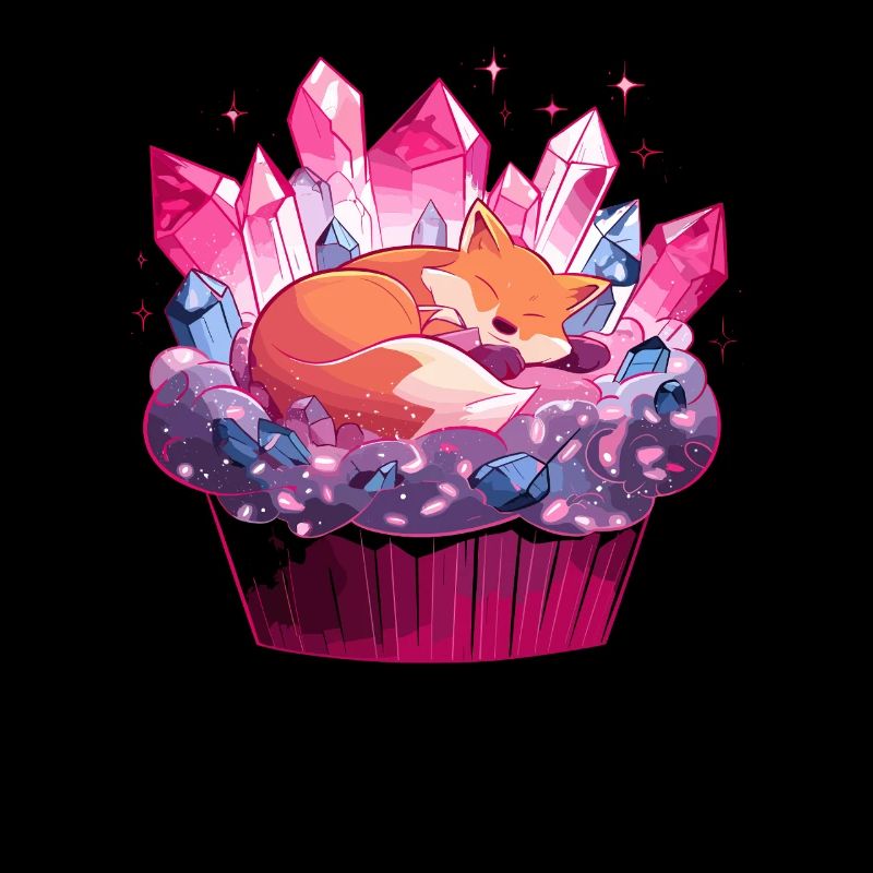 Renard câlin dans un cupcake en cristal