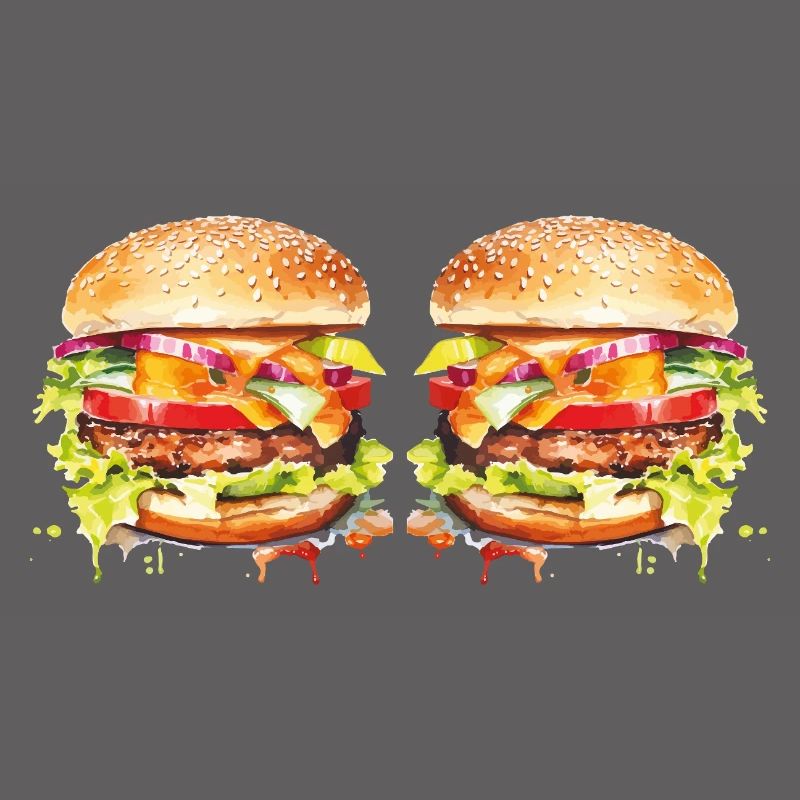Burger Watercolor Explosion