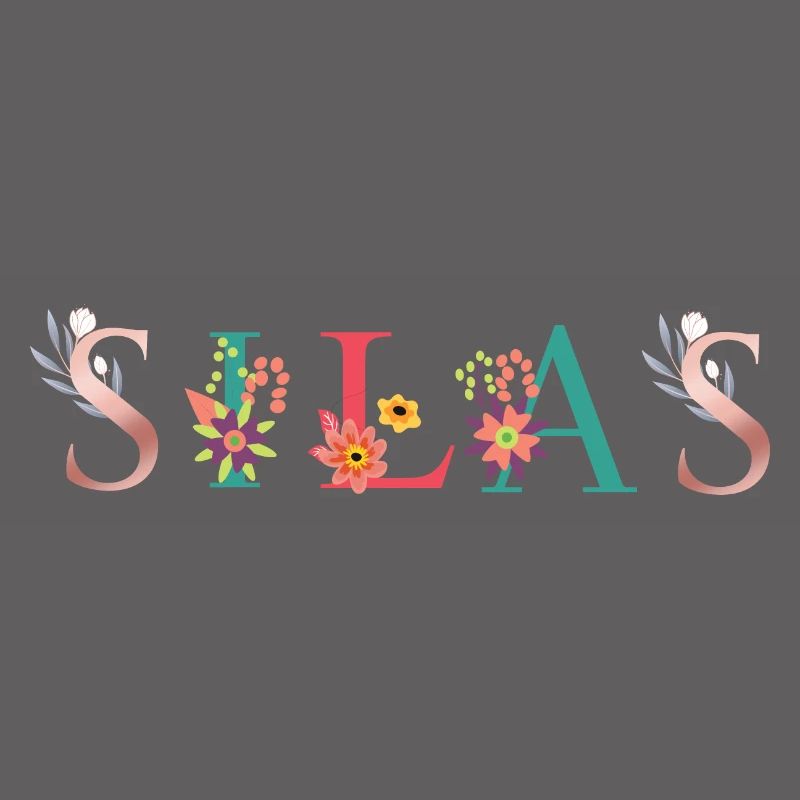 SILAS Name Art avec fleurs brodées