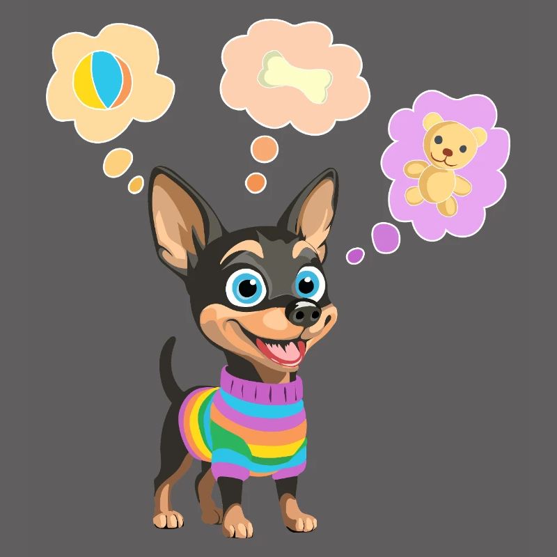 Chien mignon en pull arc-en-ciel pour enfant