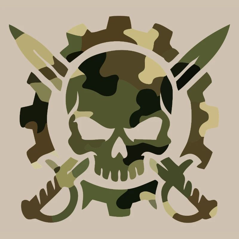 Camouflage Pattern Skull Skull Knife Tacitical Logo