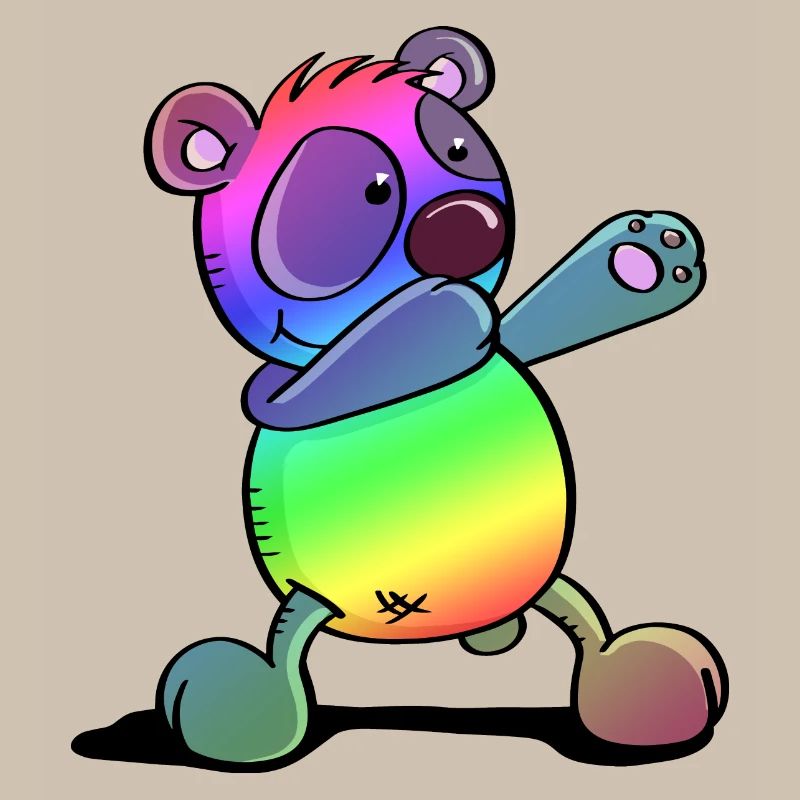 Panda coloré - Dab Dance - Tamponnage - Panda