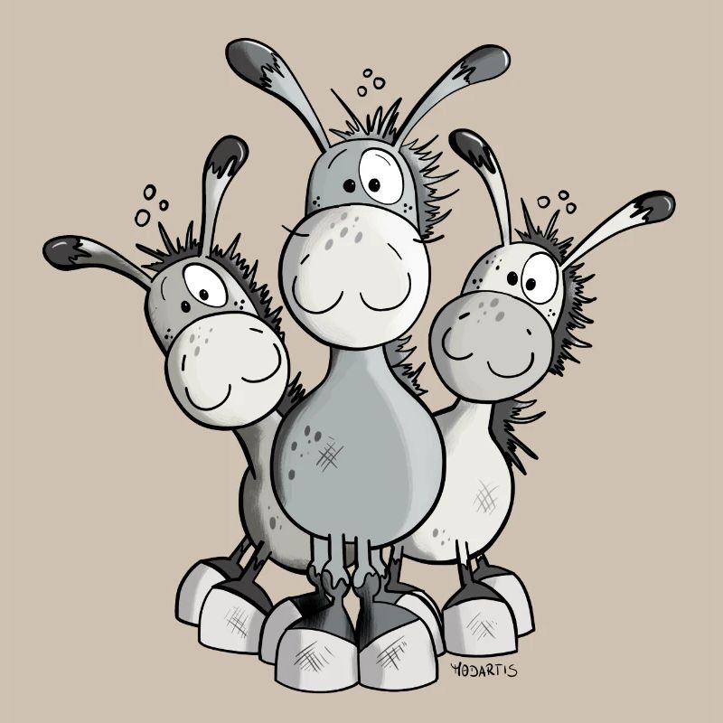 Three Cute Donkeys