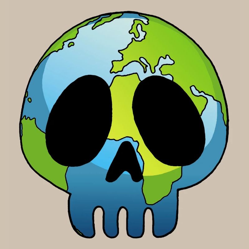 Schädel und Planet Erde