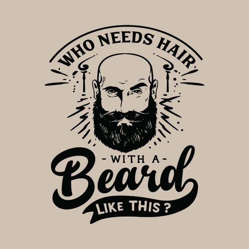 Funny Beard Hipster Men Lettering Typography