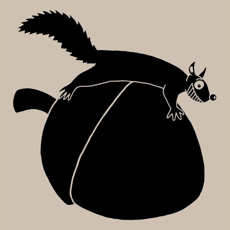 Das Eichhörnchen gegen die Eichel (schwarz)