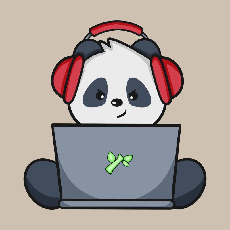 Gaming Panda with yellow headset