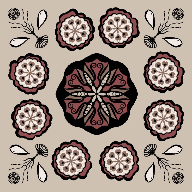 Dark flower mandala pattern