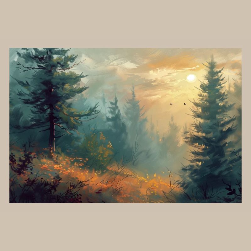 Forest Landscape Illustration Poster