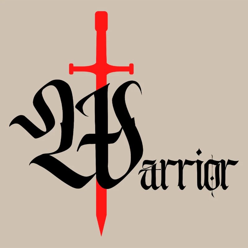 Gothic Krieger Design mit Schwert schwarzer Text