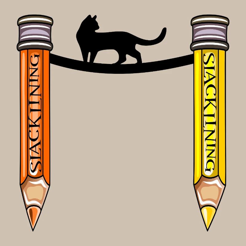 BALANCING SLACKLINING CAT