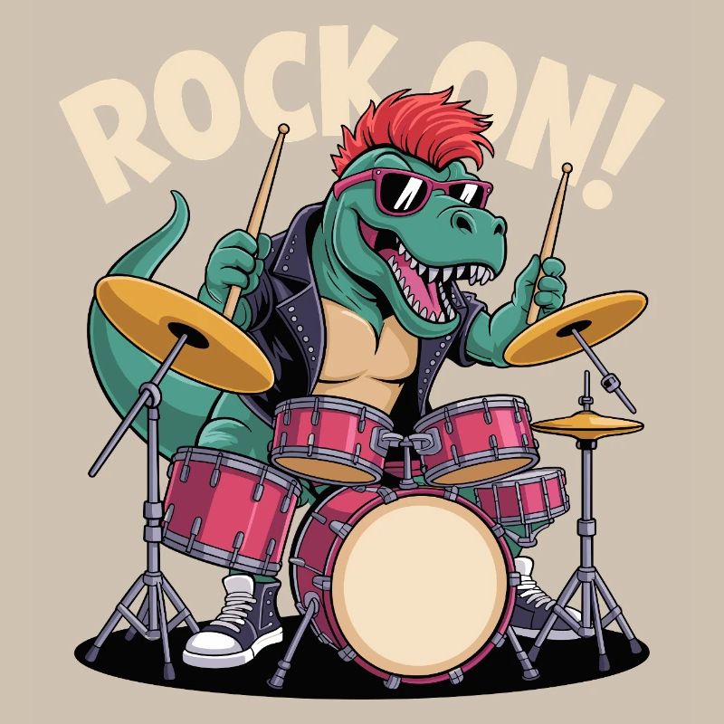 Batteur de dinosaure T-Rex punk rock - Percussions
