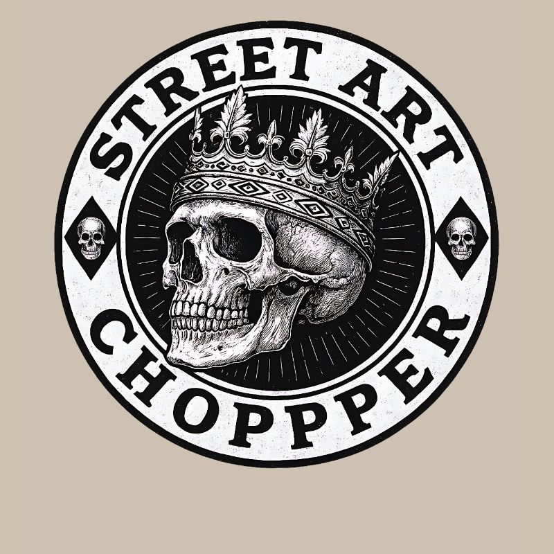 Biker Chopper Motorradfahrer Skull mit Krone