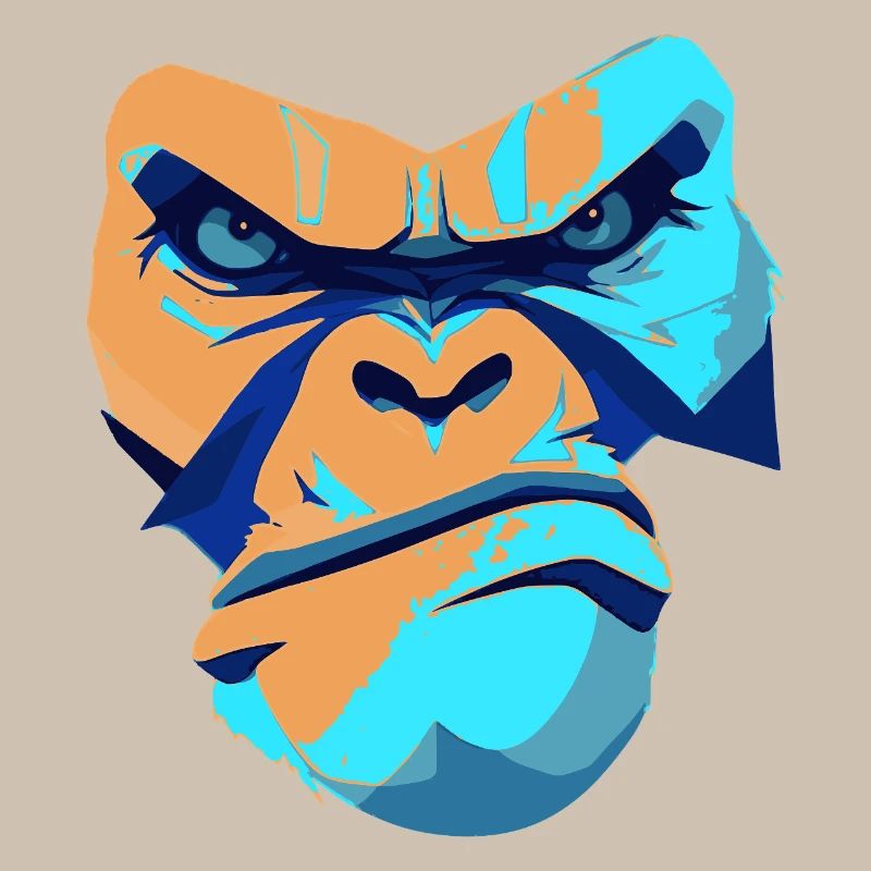 Untamed Gorilla Blue Front Print