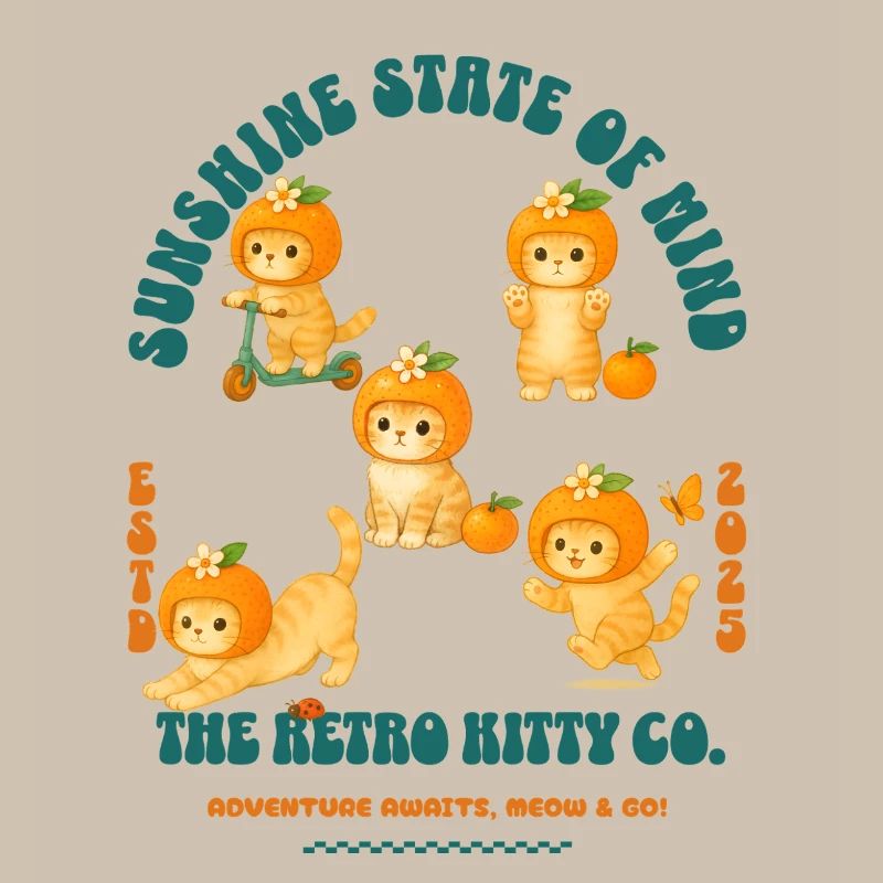 Orange Harlequin Kittens Design and Citrus Pattern