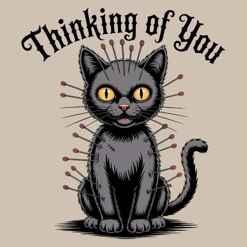 Chat vaudou qui pense à vous
