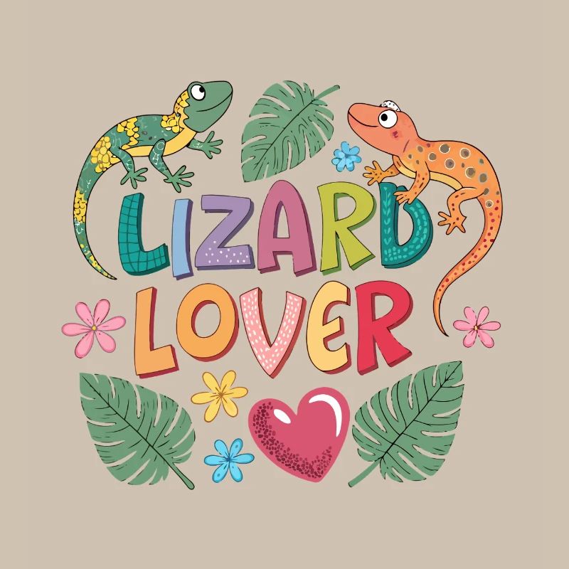 Design de Lizard Lover avec Animaux et Fleurs